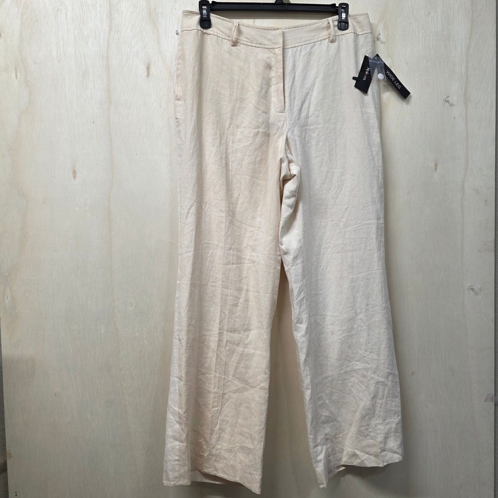 Style & Co 100% Linen Two Tone Wide Leg Pants Cream Beige NWT Size 14